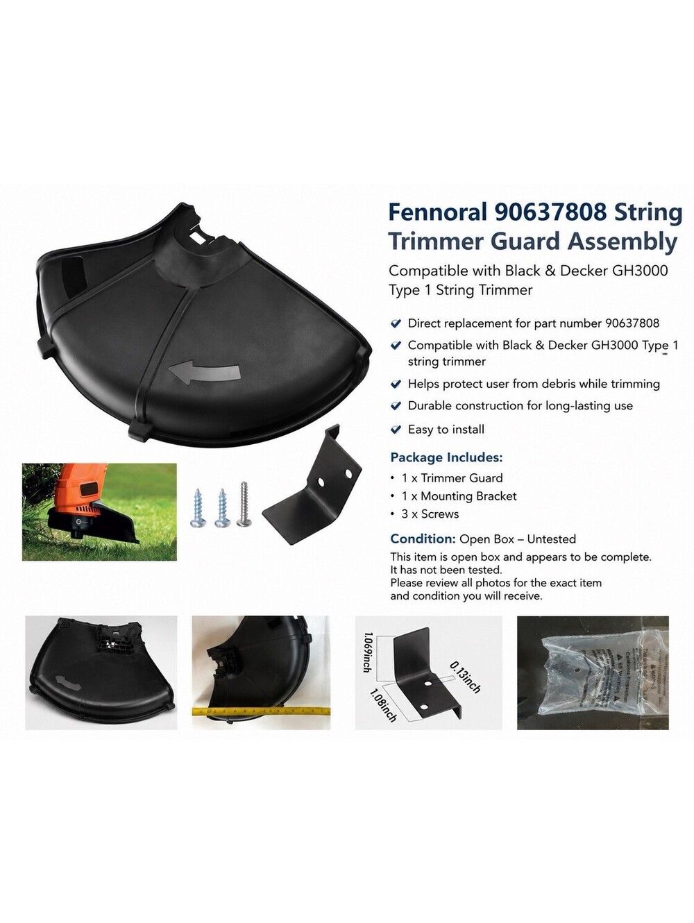 Fennoral 90637808 Trimmer Guard Assembly for Black+Decker GH3000 Type 1